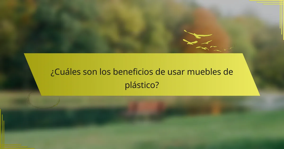 ¿Cuáles son los beneficios de usar muebles de plástico?
