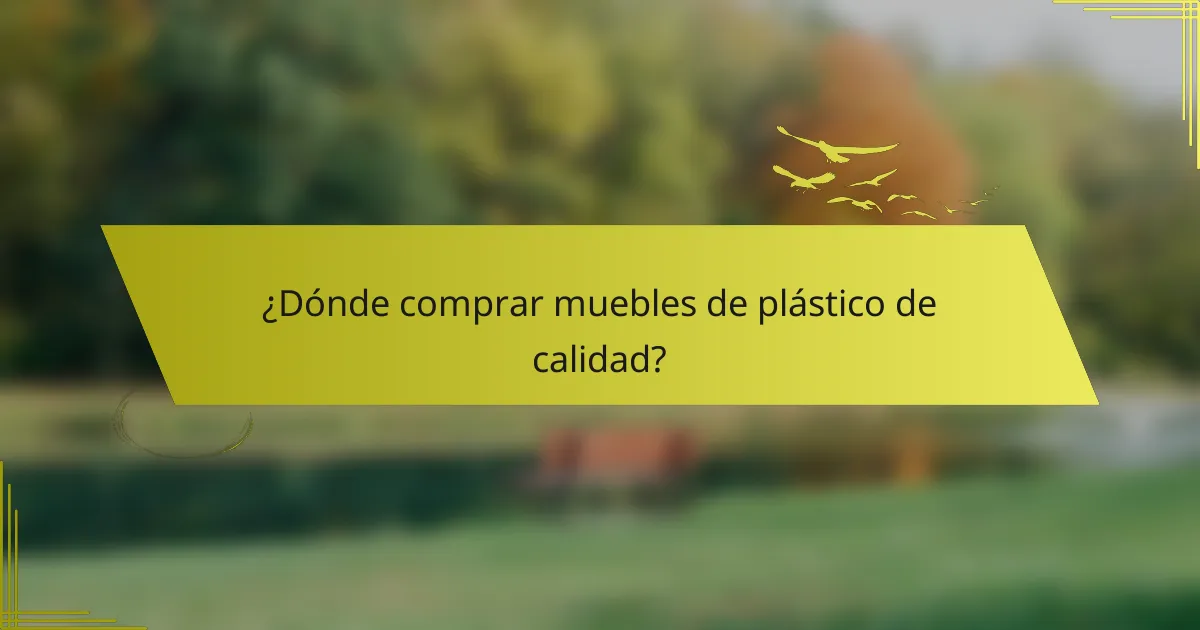 ¿Dónde comprar muebles de plástico de calidad?